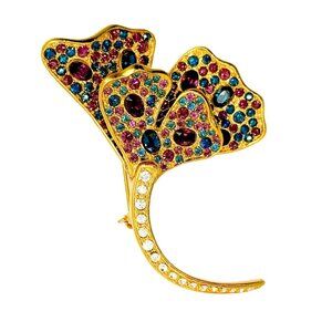 Kenneth Jay Lane Original Sample Multi-Color Crystal Flower Brooch Gold Plating